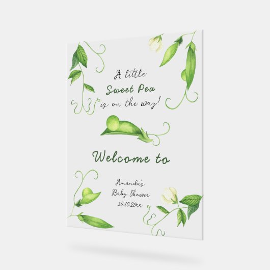 Little Sweet Pea Welcome Baby Shower Acrylschild (Winkel)