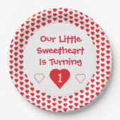 Little Sweetheart 1. Geburtstag Pappteller (Vorderseite)