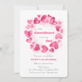 Little Sweetheart 1. Geburtstag Pink Liebe Herz Einladung (Vorderseite)