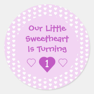 Little Sweetheart 1. Geburtstag Runder Aufkleber