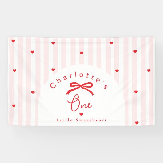 Little Sweetheart 1st Birthday Coquette Bow Banner (Horizontal)