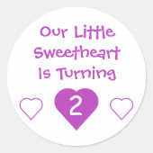 Little Sweetheart 2. Geburtstag Runder Aufkleber (Vorderseite)