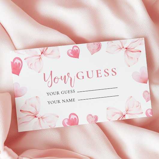 Little Sweetheart Answer Card Pink Bow Baby Shower Begleitkarte