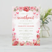 Little Sweetheart Baby Dusche Blumenstrauß Niedlic Einladung (Stehend Vorderseite)