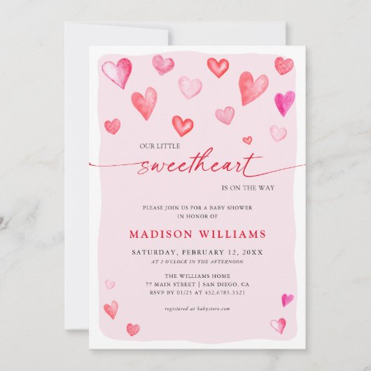 Little Sweetheart Baby Duschherzen Einladung (Vorderseite)