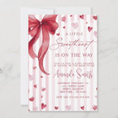 Little Sweetheart Baby Shower Bow Invitation Einladung (Vorderseite)