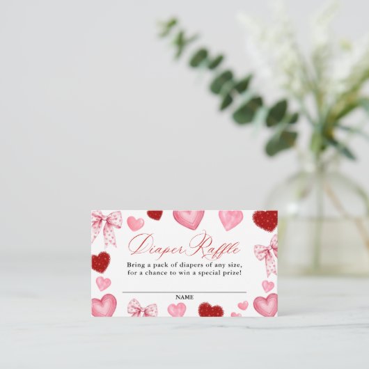 Little Sweetheart Baby Shower, Diaper Raffle Card Begleitkarte (Stehend Vorderseite)