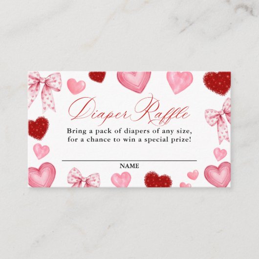 Little Sweetheart Baby Shower, Diaper Raffle Card Begleitkarte (Vorderseite)