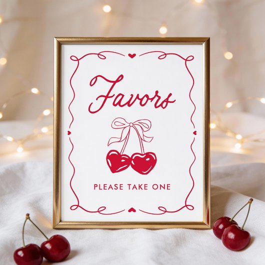 Little Sweetheart Baby Shower Favors Sign Poster