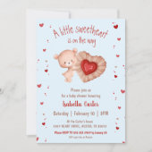 Little Sweetheart Bear Valentines Boy Baby Dusche Einladung (Vorderseite)