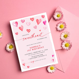 Little Sweetheart Birthday Hearts Einladung
