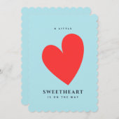 Little Sweetheart Blue Baby Duschherz Einladung (Vorne/Hinten)