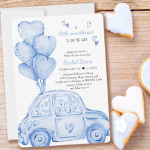 Little Sweetheart Blue Car und Balloon Baby Dusche