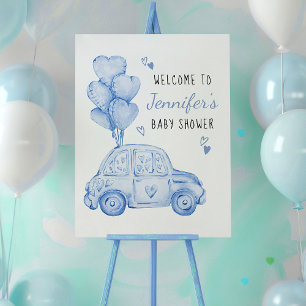 Little Sweetheart Blue Car und Balloons Willkommen Poster