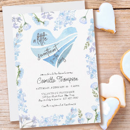 Little Sweetheart Blue Heart Blume Babydusche Einladung