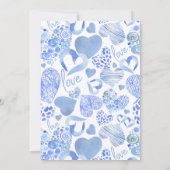 Little Sweetheart Blue Liebe Hearts Boy Baby Dusch Einladung (Rückseite)