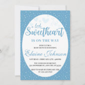 Little Sweetheart Blue Valentine Boy Baby Dusche Einladung (Vorderseite)