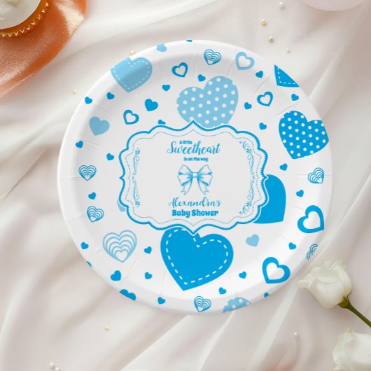Little Sweetheart Blue Valentine Boy Baby Dusche Pappteller