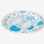 Little Sweetheart Blue Valentine Boy Baby Dusche Pappteller (Schrägansicht)