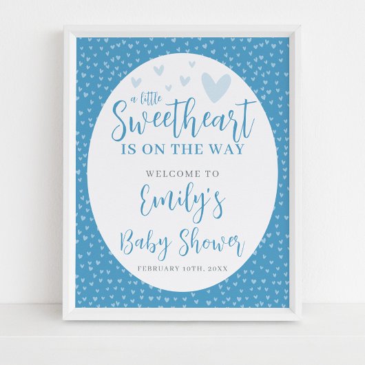 Little Sweetheart Blue Valentine Boy Baby Dusche Poster