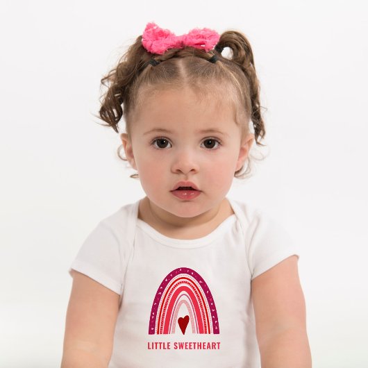 Little Sweetheart Boho Rainbow Valentine Baby Strampler