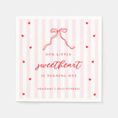 Little Sweetheart Bow 1st Birthday Serviette (Vorderseite)