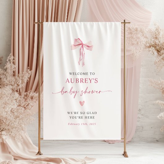 Little Sweetheart Bow Baby Dusche Begrüßungsbanner Banner