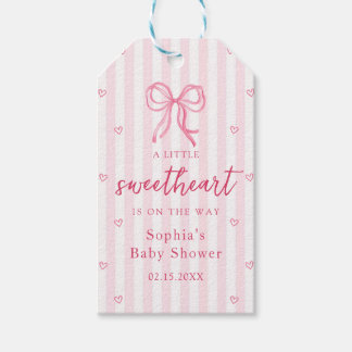 Little Sweetheart Bow Baby Shower Gift Tags Geschenkanhänger
