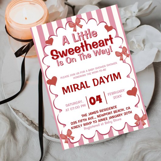 Little Sweetheart Bow Baby Shower Invitation Einladung