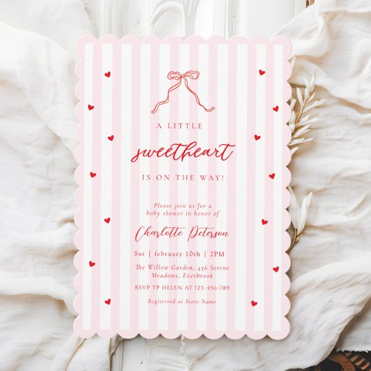 Little Sweetheart Bow Baby Shower Invitation Einladung