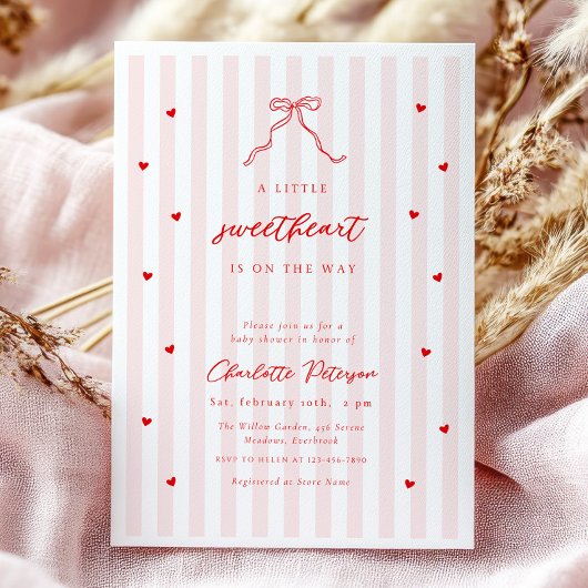 Little Sweetheart Bow Baby Shower Invitation Einladung
