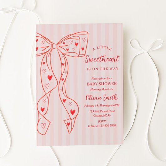 Little Sweetheart Bow Baby Shower Invitation Einladung