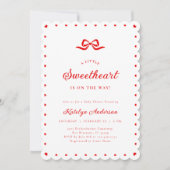 Little Sweetheart Bow Baby Shower Invitation Einladung (Vorderseite)