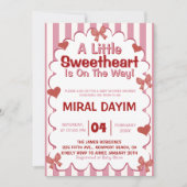 Little Sweetheart Bow Baby Shower Invitation Einladung (Vorderseite)