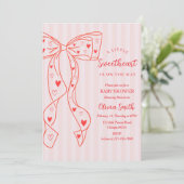 Little Sweetheart Bow Baby Shower Invitation Einladung (Stehend Vorderseite)