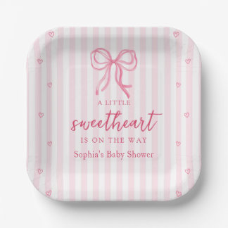 Little Sweetheart Bow Baby Shower Paper Plates Pappteller