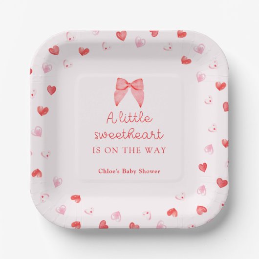 Little Sweetheart Bow Baby Shower Pappteller (Vorderseite)