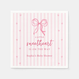 Little Sweetheart Bow Baby Shower Serviette