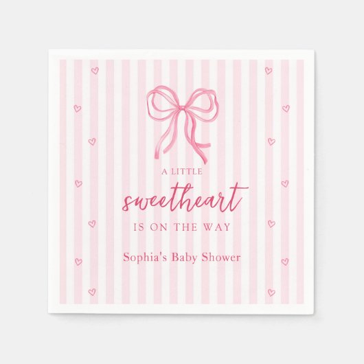 Little Sweetheart Bow Baby Shower Serviette (Vorderseite)