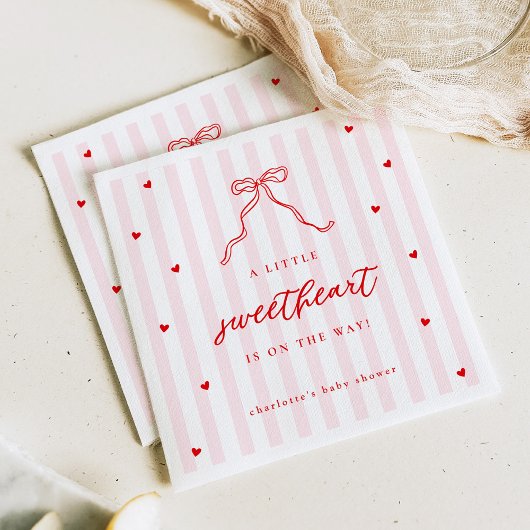 Little Sweetheart Bow Baby Shower Serviette