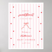 Little Sweetheart Bow Baby Shower Welcome Poster (Vorne)