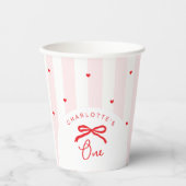 Little Sweetheart Bow Coquette 1st Birthday Pappbecher (Vorderseite)