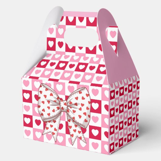 Little Sweetheart Bow Herz karriert Geschenkschachtel (Vorderseite)