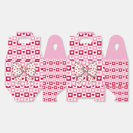 Little Sweetheart Bow Herz karriert Geschenkschachtel (Ungeklappt)