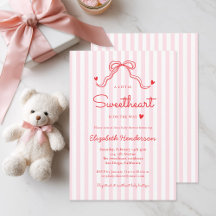 Little Sweetheart Bow Pink Stripe Baby Shower