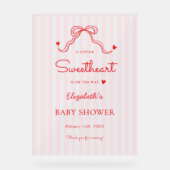 Little Sweetheart Bow Pink Valentine's Baby Shower Acrylschild (Vorderseite)