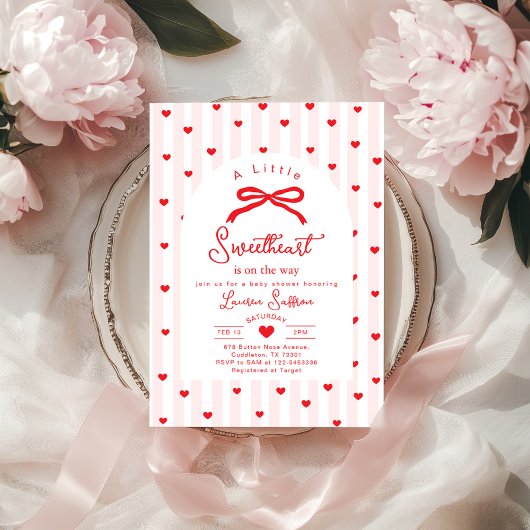 Little Sweetheart Bow Valentines Baby Shower Einladung