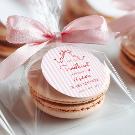 Little Sweetheart Bow Valentine's Baby Shower Runder Aufkleber