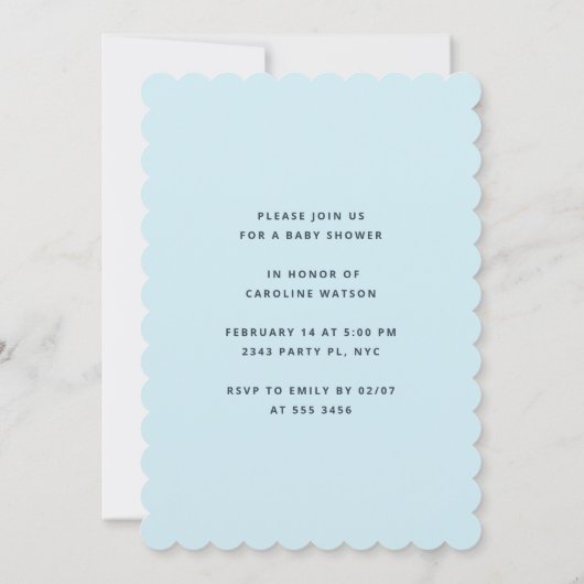 Little Sweetheart Boy Baby Shower Einladung (Rückseite)