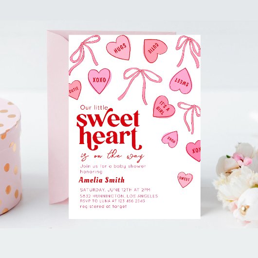 Little Sweetheart Candy Hearts Baby shower Einladung
